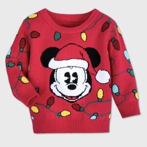 DISNEY MICKEY MOUSE & FRIENDS HOLIDAY SWEATER - RED SIZE 6-9 MONTHS (NEW)
